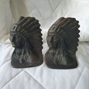 Vintage Bookend Pair Cast Iron 4” Tall